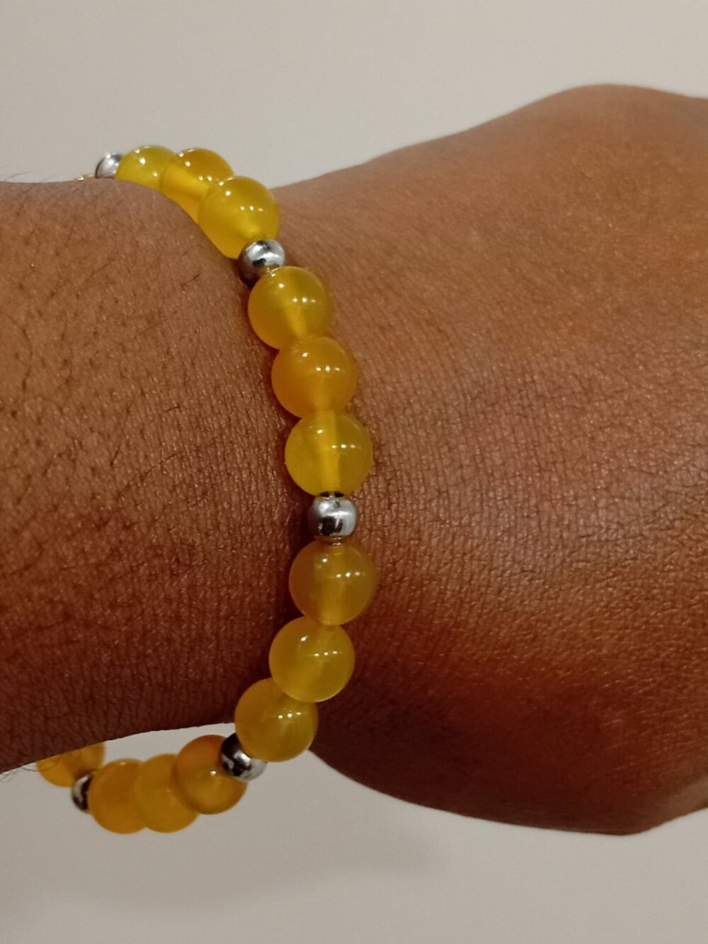 Yellow Agate Stretch Bracelet 304 Stainless Steel | Confidence Success Energy